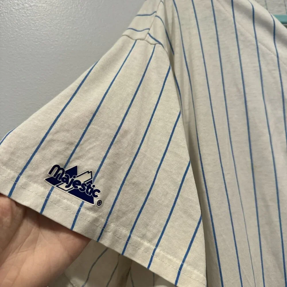 Vintage Majestic Chicago Cubs 90s Blank Pinstripe Baseball Jersey Mens sz XL - Picture 7 of 10